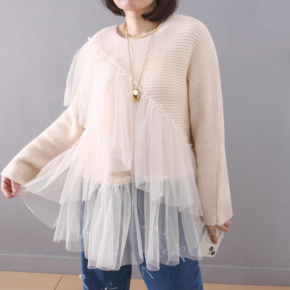 【tops】チュールドッキングニットセーター　M26966