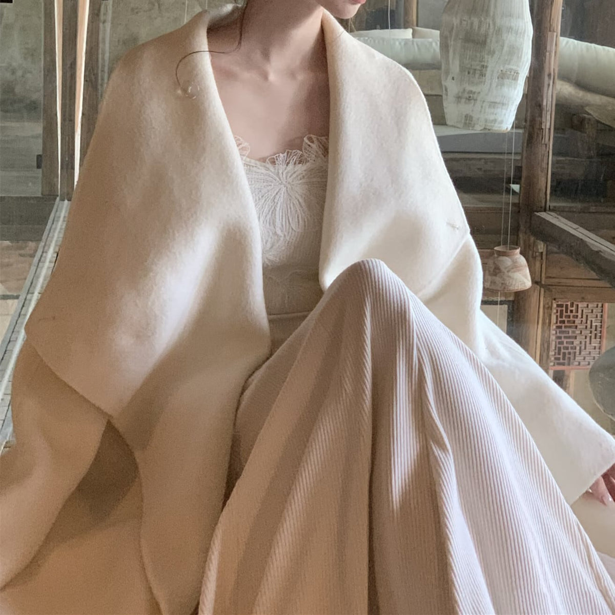 【dress】レーストリミングニットワンピース　N3465
