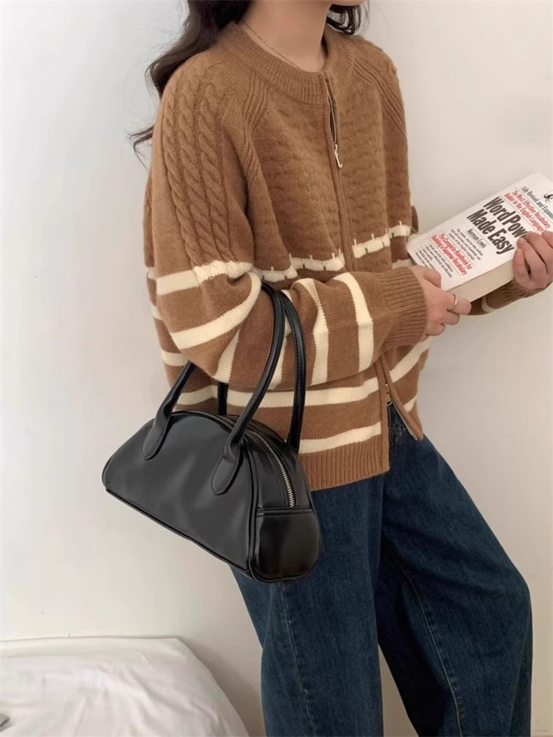 【outer】ボーダー柄ニットカーデ　M25953