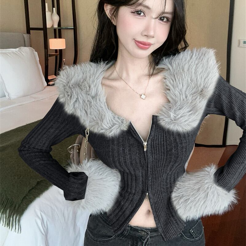 【outer】ファーニットカーデ　M27826